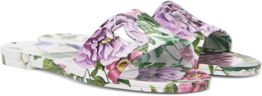 Obleke Dolce & Gabbana Dolce&Gabbana Floral Print Rubber Slides Bela | CW2215 A6L05, 3