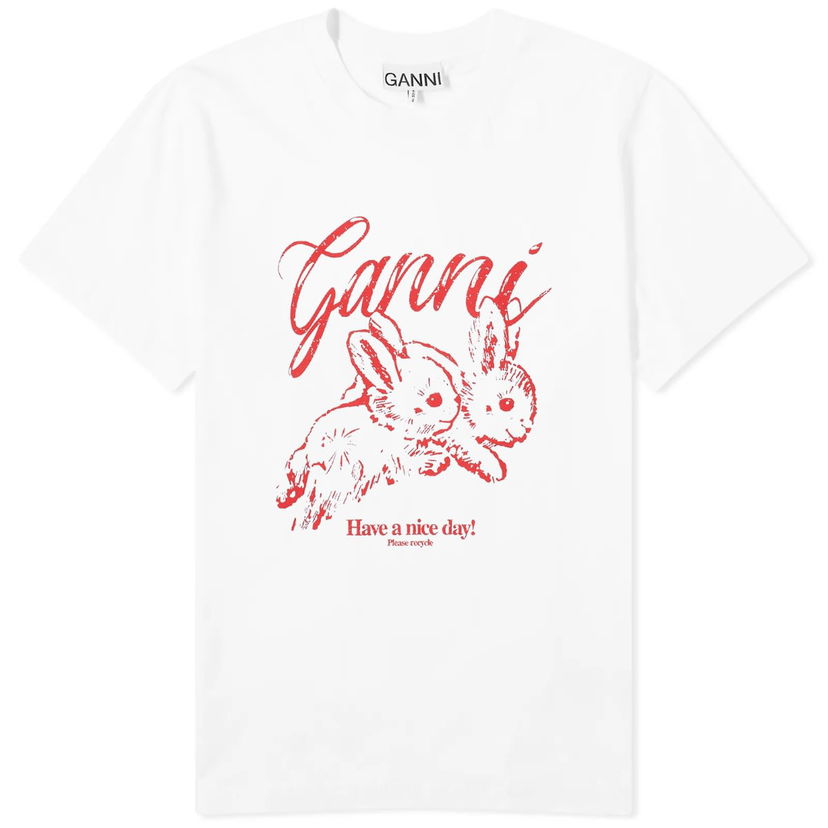 Majica GANNI GANNI Bunnies Relaxed T-Shirt Bela | T3994-151