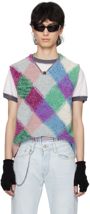Pleteni pulover ERL ERL Argyle Knit Vest Lila | ERL08N002, 0