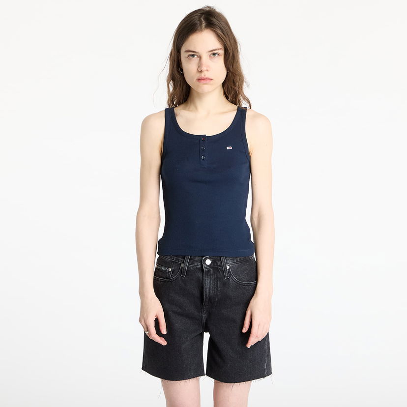 Majica brez rokavov Tommy Hilfiger Tommy Jeans Slim Fit Button Tank Top Mornarica | DW0DW19492 C1G