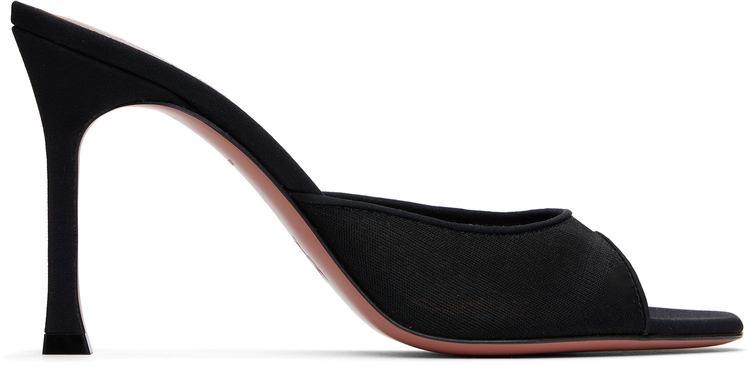 Modni dodatki Amina Muaddi Amina Muaddi Alexa Mesh Slipper 95 Heeled Sandals Črna | ALEXA MESH SLIPPER, 0