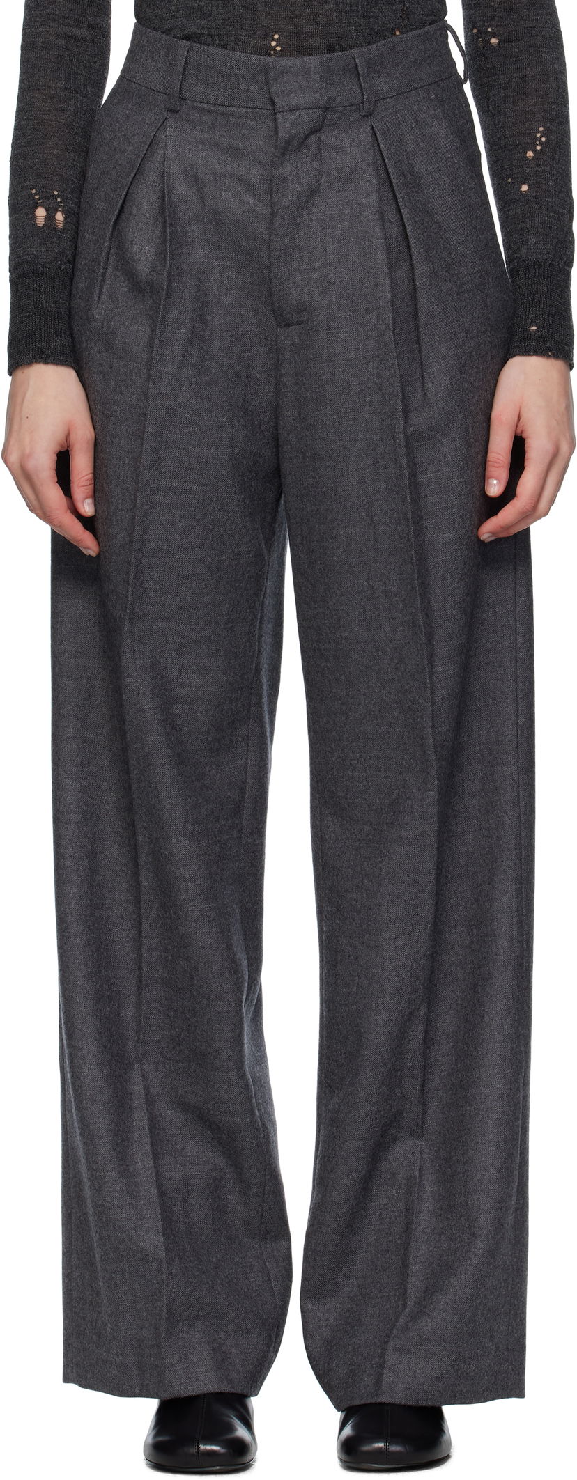Hlače Maison Margiela MM6 Maison Margiela Tailored Wool Trousers Siva | S52KA0540 M35466
