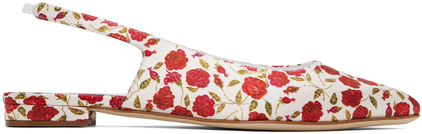 Nega čevljev Manolo Blahnik Manolo Blahnik Sawra Slingback Ballerina Flats Bela | 224-1686