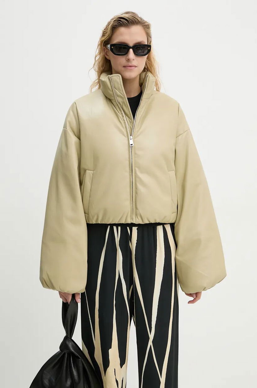 Bomber jakna Nanushka Oversized Cropped Puffer Jacket Bež | NW24PFSG11062