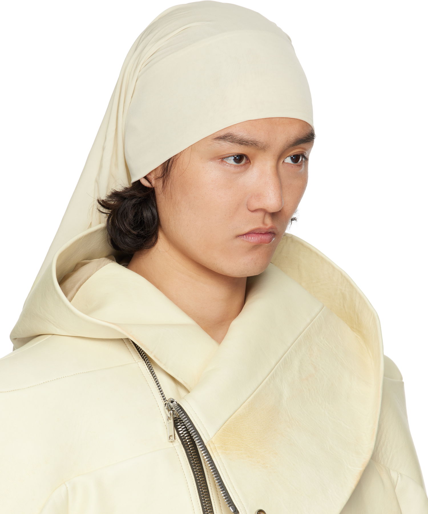 Klobuk Rick Owens Rick Owens Hollywood Stretch Cupro Jersey Wig Hat Bež | RR01E5453 BZ, 1