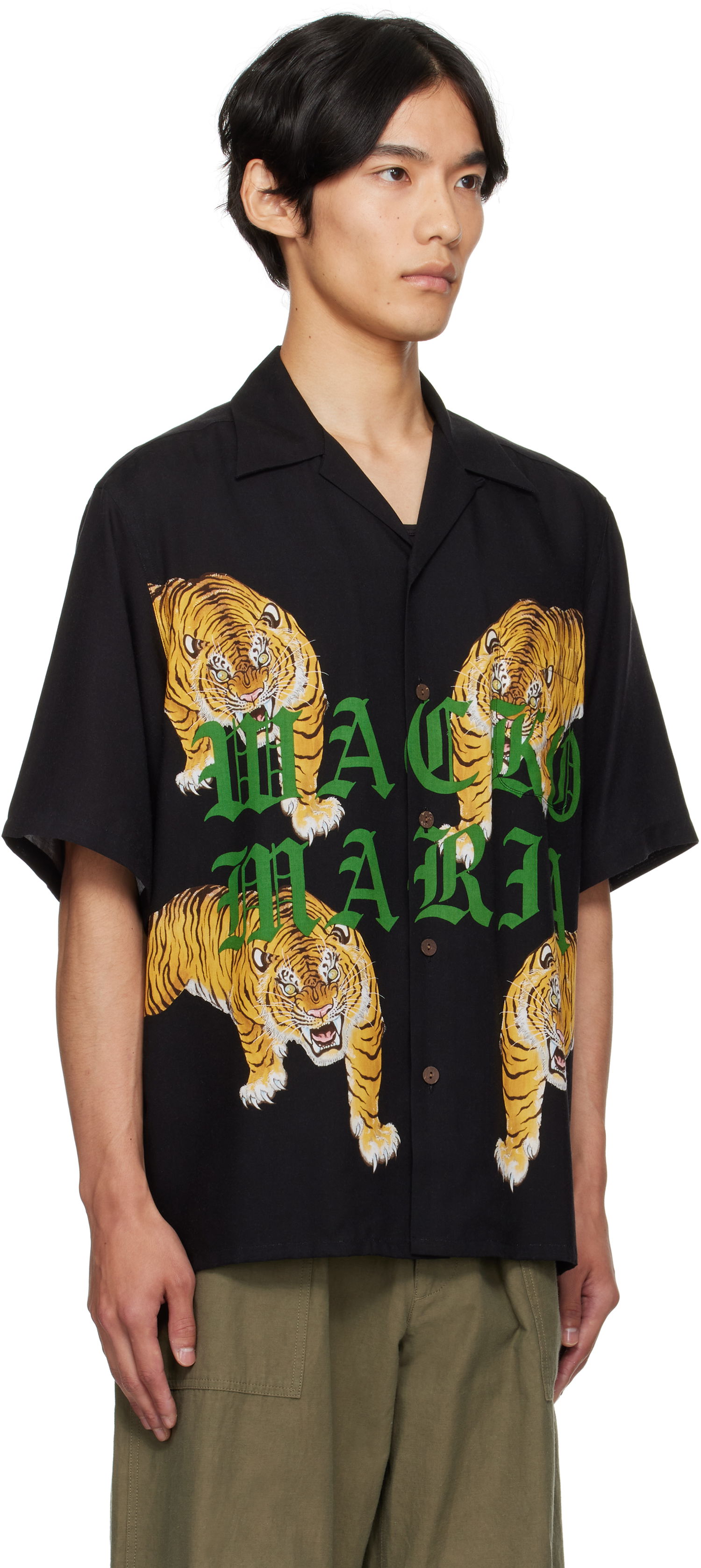 Srajce WACKO MARIA WACKO MARIA Tim Lehi Tiger Print Shirt Črna | 25SS-WMS-HI07, 1