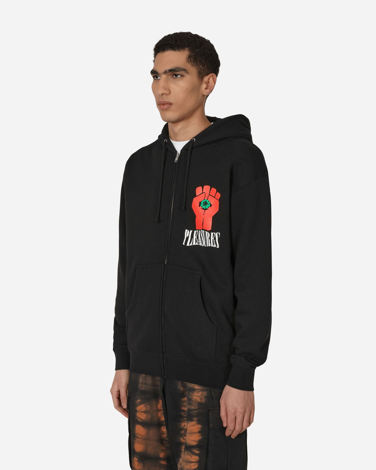 Pulover Pleasures HST Graphic Zip Hooded Sweatshirt Črna | P22W051 BLACK, 1