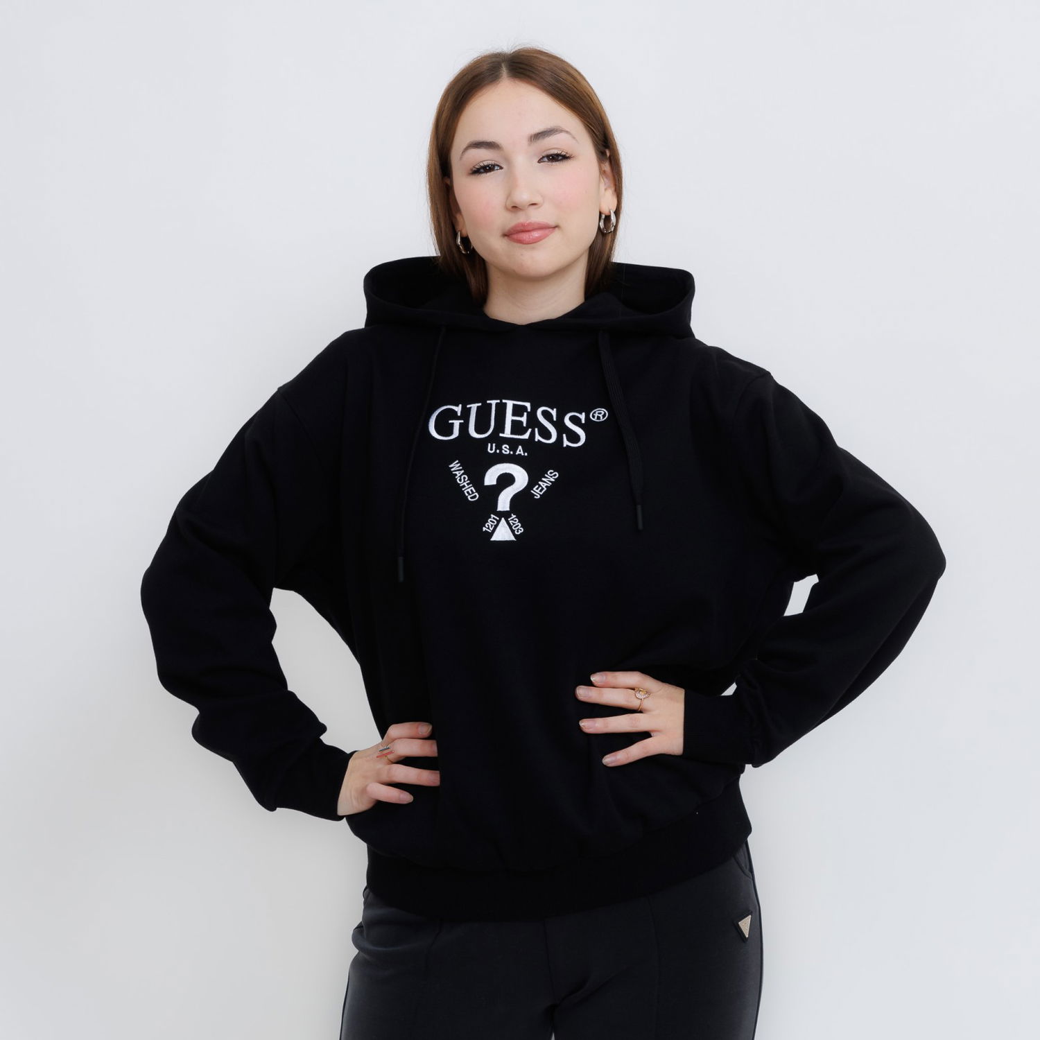 Pulover GUESS Guess Roberta Hoodie Črna | V5RQ11KC3D2-JBLK, 0