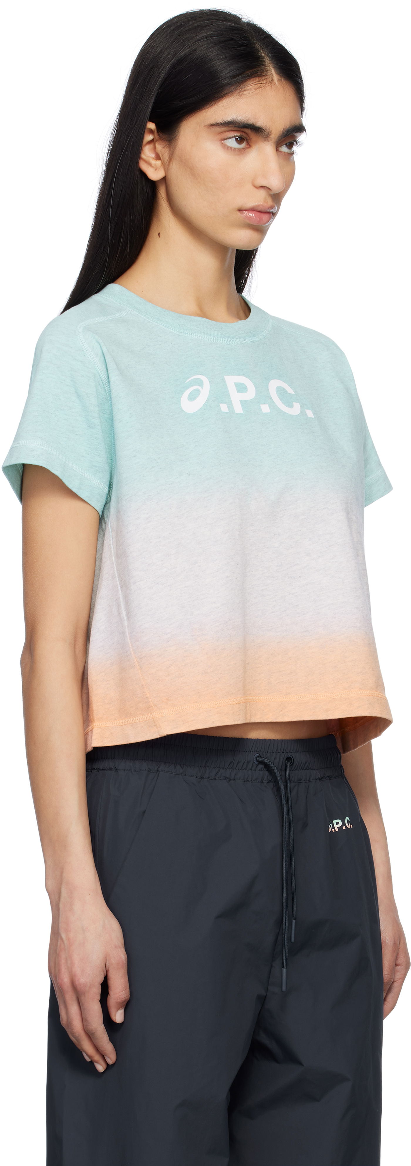 Krop-top A.P.C. ASICS Edition Cloud Dip Dye Cropped T-Shirt by A.P.C. Turkizna | COEAV-F26482, 1