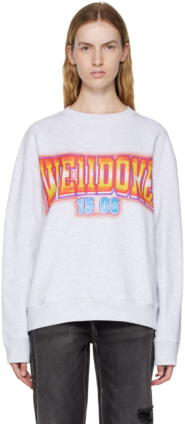 Pleteni pulover We11done We11done Crewneck Sweatshirt with Graphic Print Siva | WD-TS3-22-765-U-GY