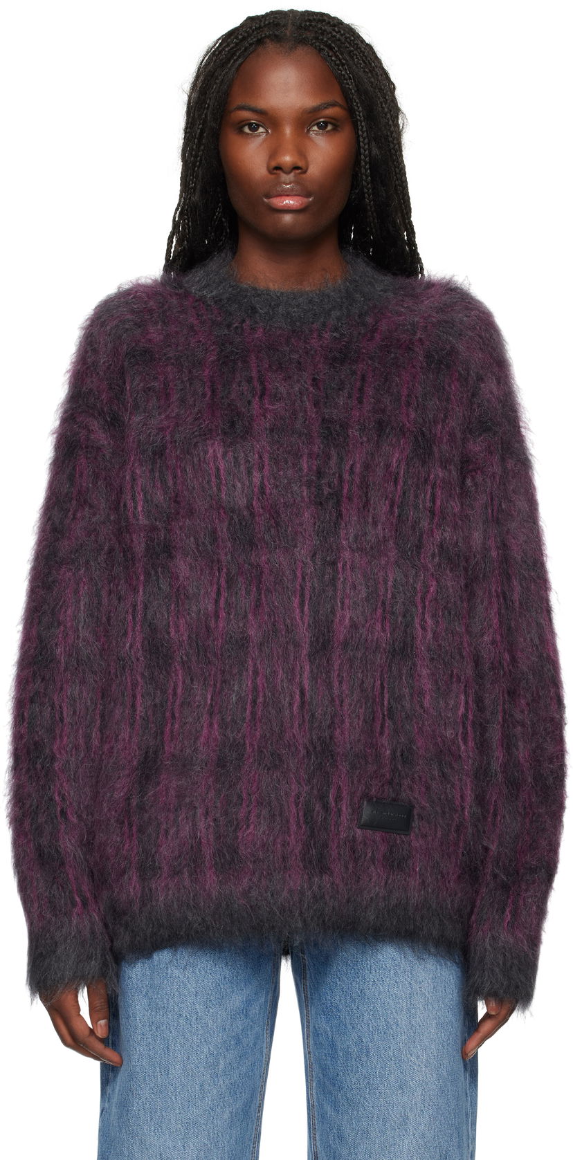 Pleteni pulover Alexander Wang Oversize Plaid Sweater Roza | 1KC4241039