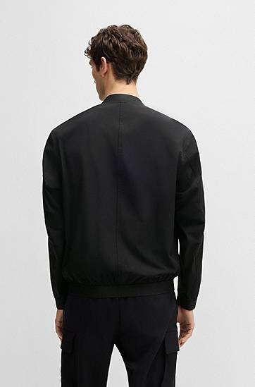 Bomber jakna BOSS Four-Way Stretch Crinkle Fabric Bomber Jacket Črna | 50537058, 1