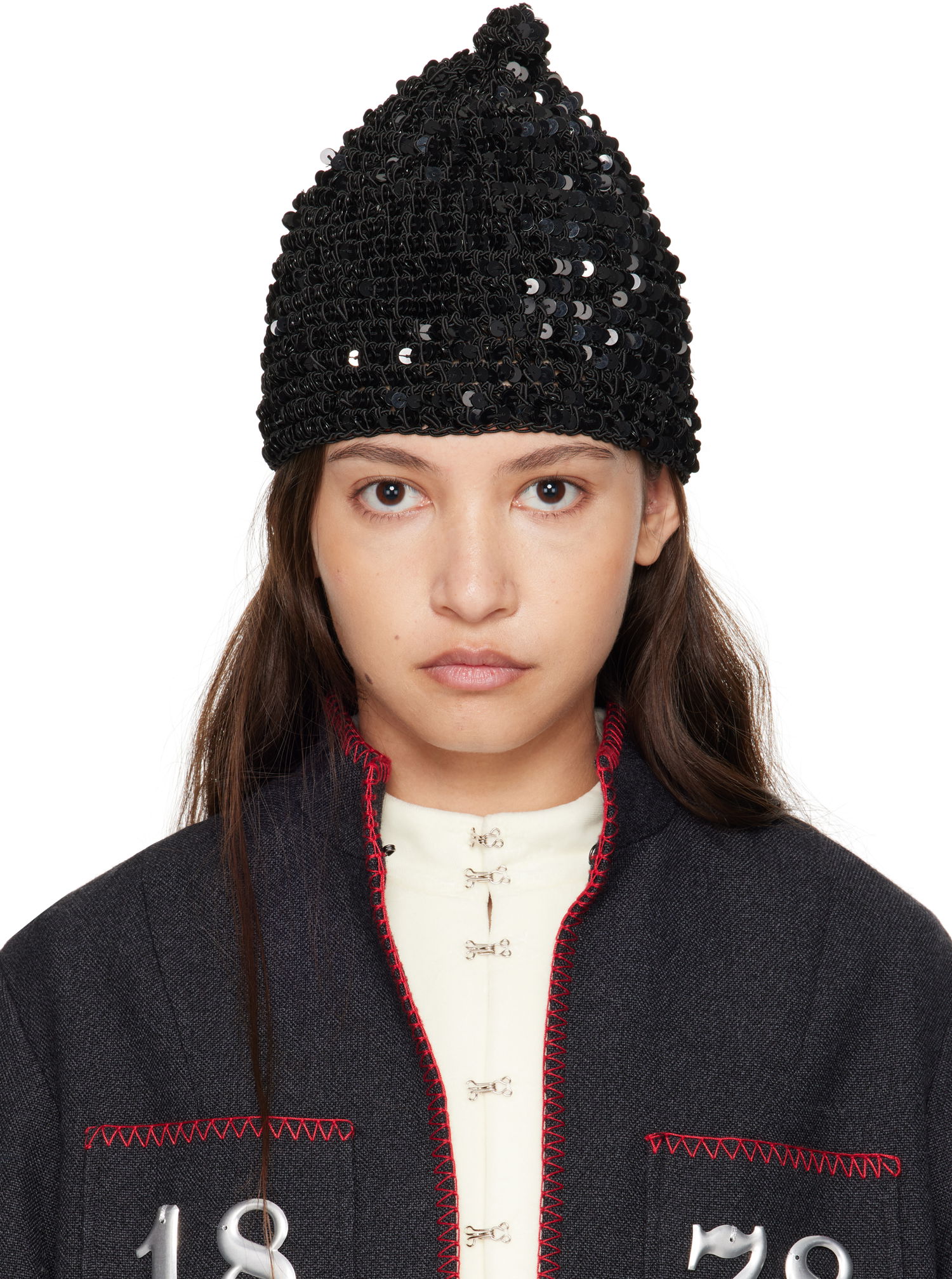 Beanie Bode Sequined Beanie Črna | MRF24KA012, 0