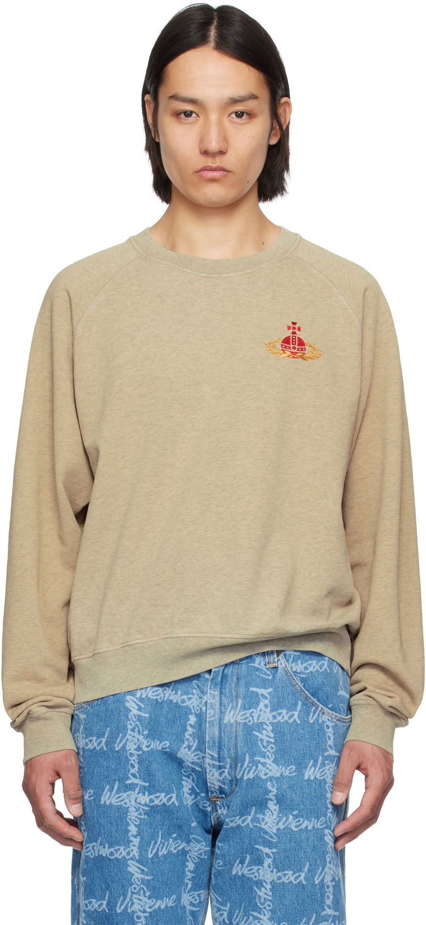 Pleteni pulover Vivienne Westwood Vivienne Westwood Overdye Raglan Sweatshirt Bež | 3I010004-J008P-