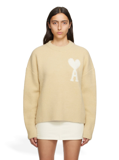 Pleteni pulover AMI Sweater Bež | UKS025.KN0032