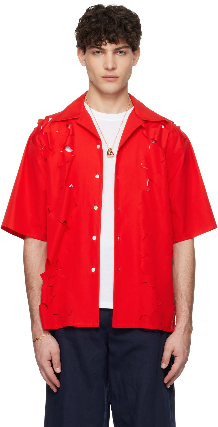 Srajce Marni Marni Cut Out Bowling Shirt Rdeča | CUMU0342S0 USR013