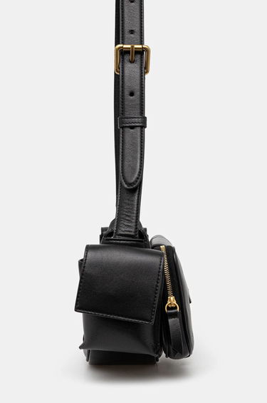 Torbice za okoli pasu Fiorucci Multi-Pocket Leather Waist Bag Črna | U01FPABA123LE04BK01, 3