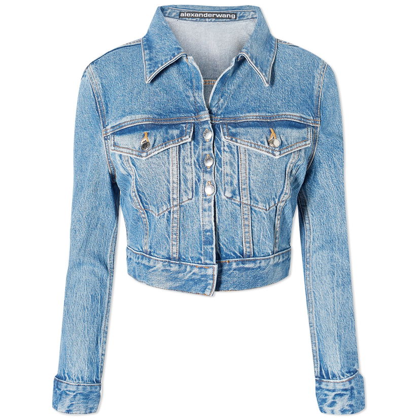 Jakna Alexander Wang Shrunken Cardi Trucker Denim Jacket Modra | 4DC1242212-482A