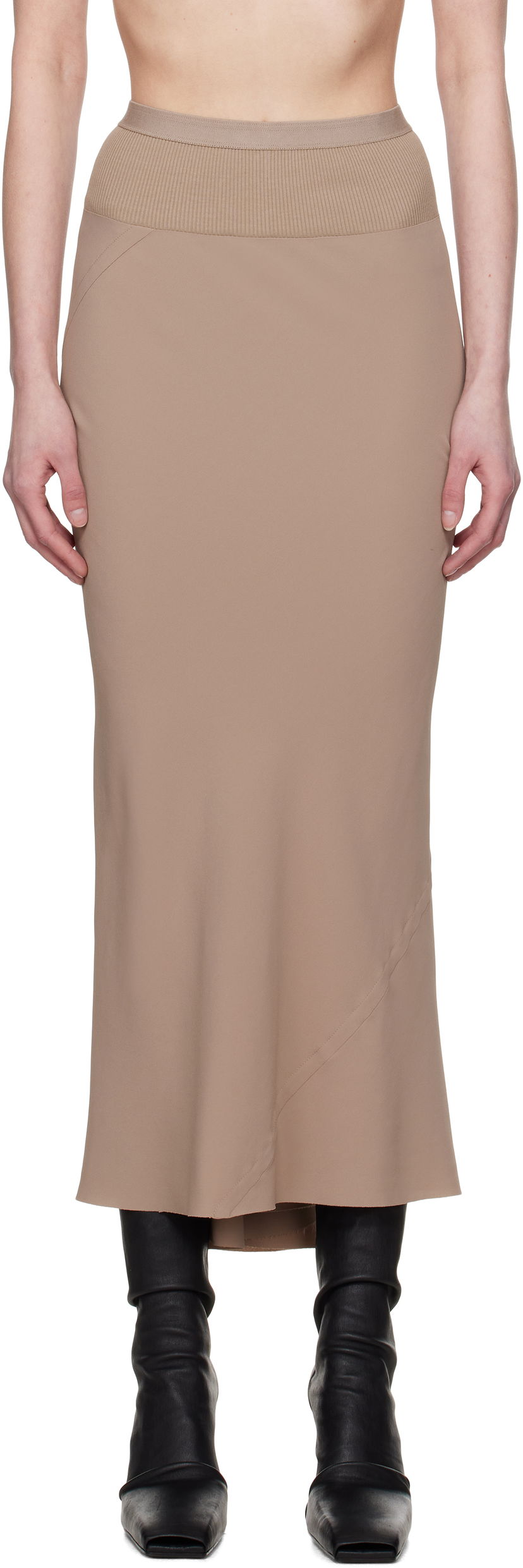 Krila Rick Owens Rick Owens Hollywood Calf Bias Maxi Skirt Bež | RP01E7334 CC
