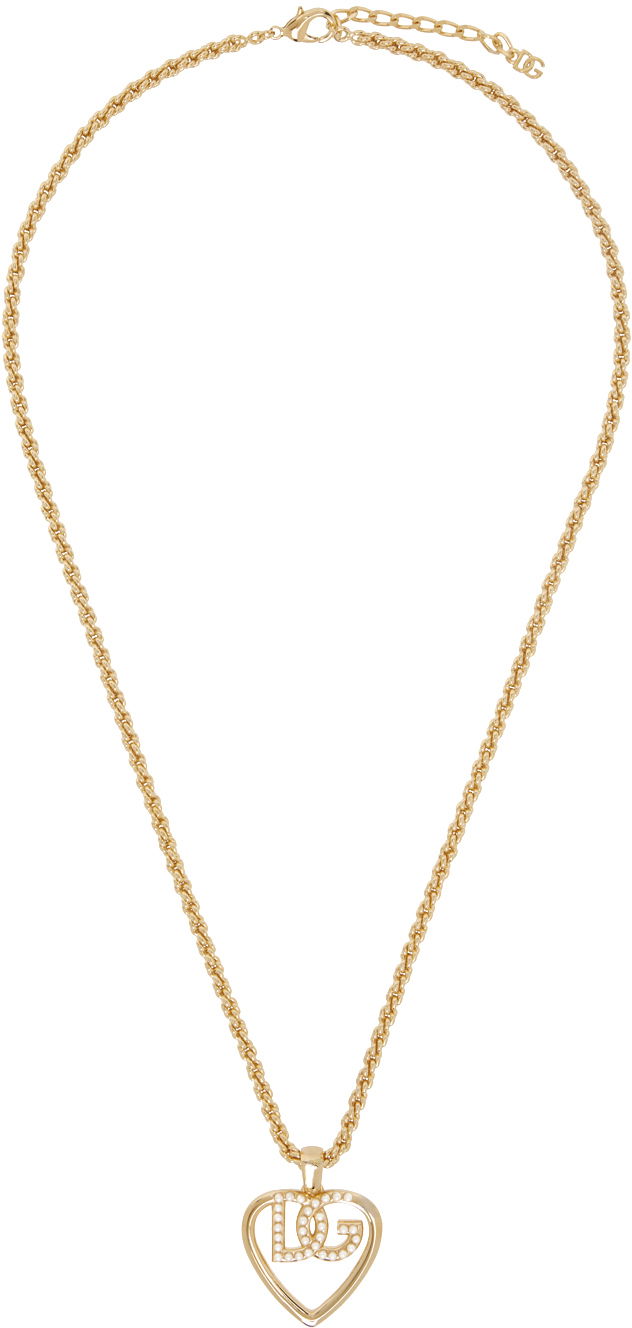 Ogrlica Dolce & Gabbana Dolce&Gabbana Heart 'DG' Pendant Necklace Kovinski | WNQ6L4 W1111