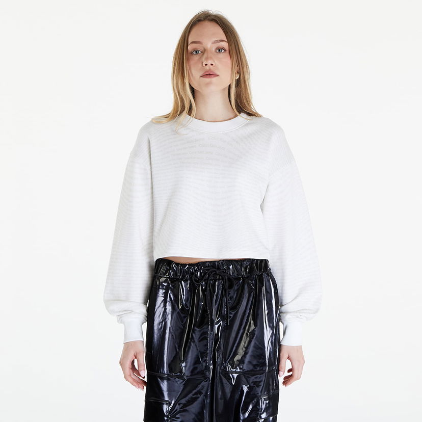 Pulover CALVIN KLEIN Jeans Logo Short Crewneck Warp Logo White Bela | J20J223072 0K9