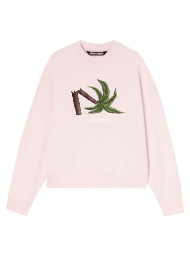Pleteni pulover Palm Angels Broken Palm Crewneck Roza | PMBA026S22FLE0133055