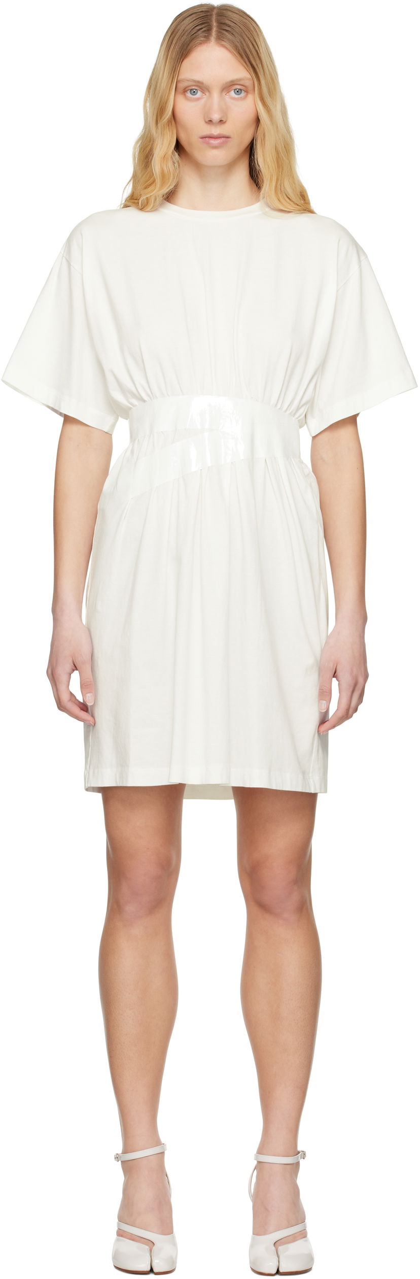 Obleke Maison Margiela MM6 Maison Margiela Taped Jersey Dress Bela | S52DA0063 M20048