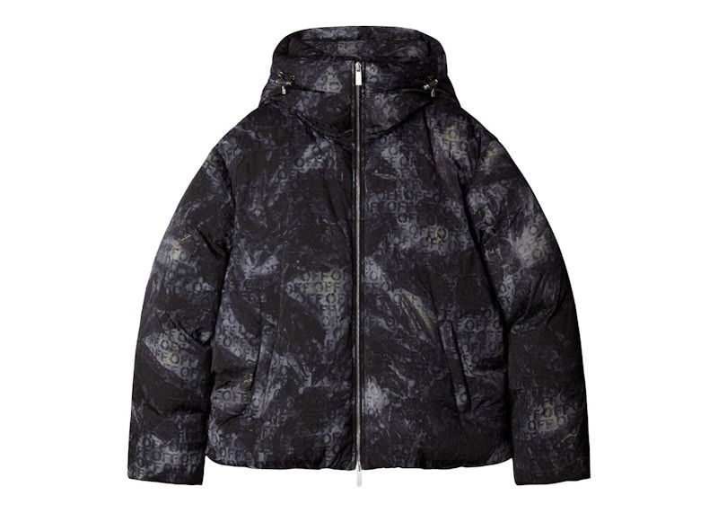 Puhovka Off-White Logo-Jacquard Puffer Jacket Črna | OMEJ003F23FAB0011000