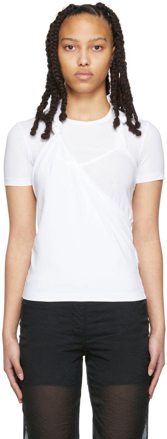 Majica brez rokavov Helmut Lang Helmut Lang Twisted Jersey T-Shirt Bela | M02HW507