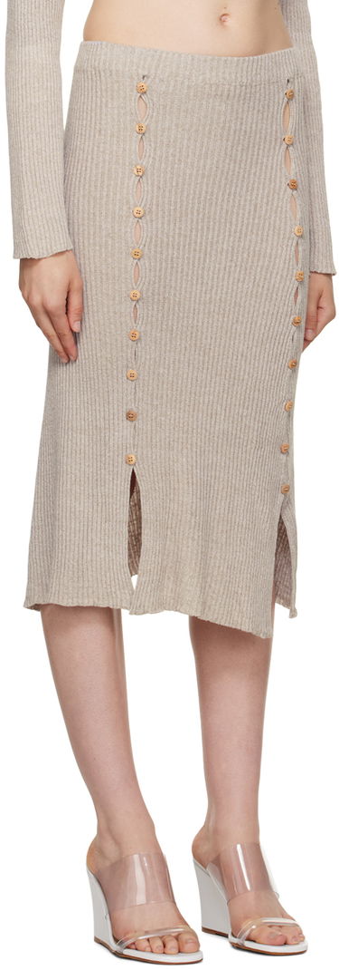 Krila Baserange Birgi Asymmetrical Midi Skirt Bež | SKBI-LM-AU23, 1