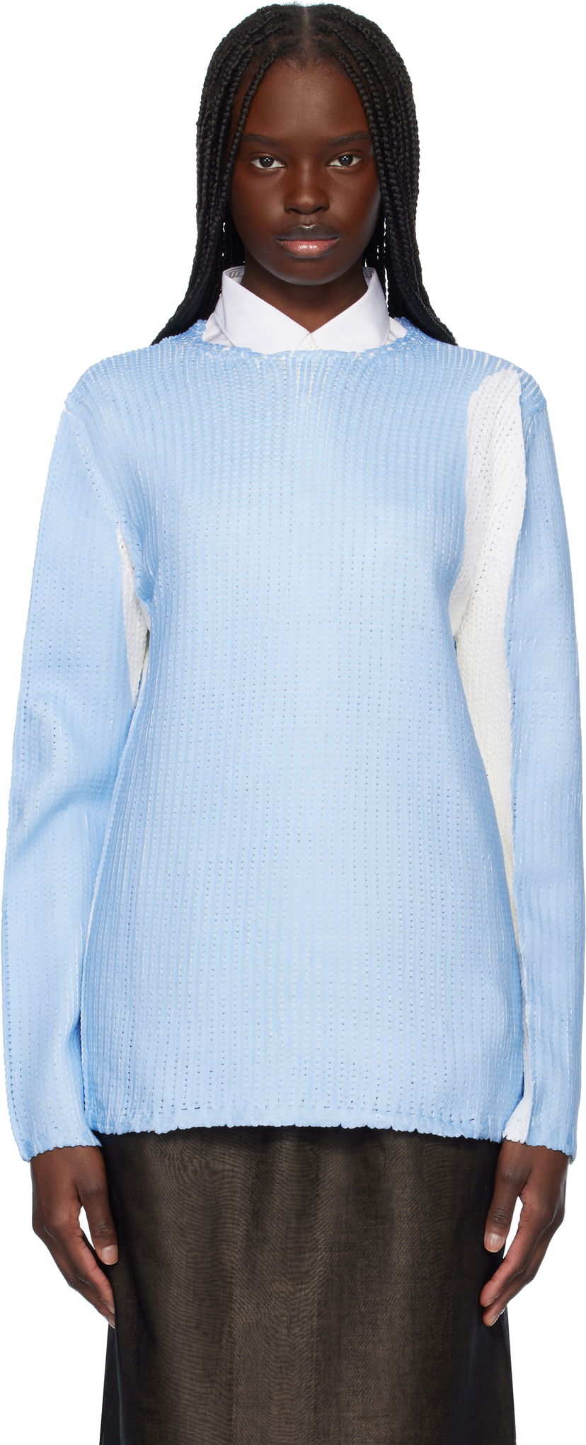 Pleteni pulover Comme des Garçons Crewneck Sweater Modra | FO-N004-051