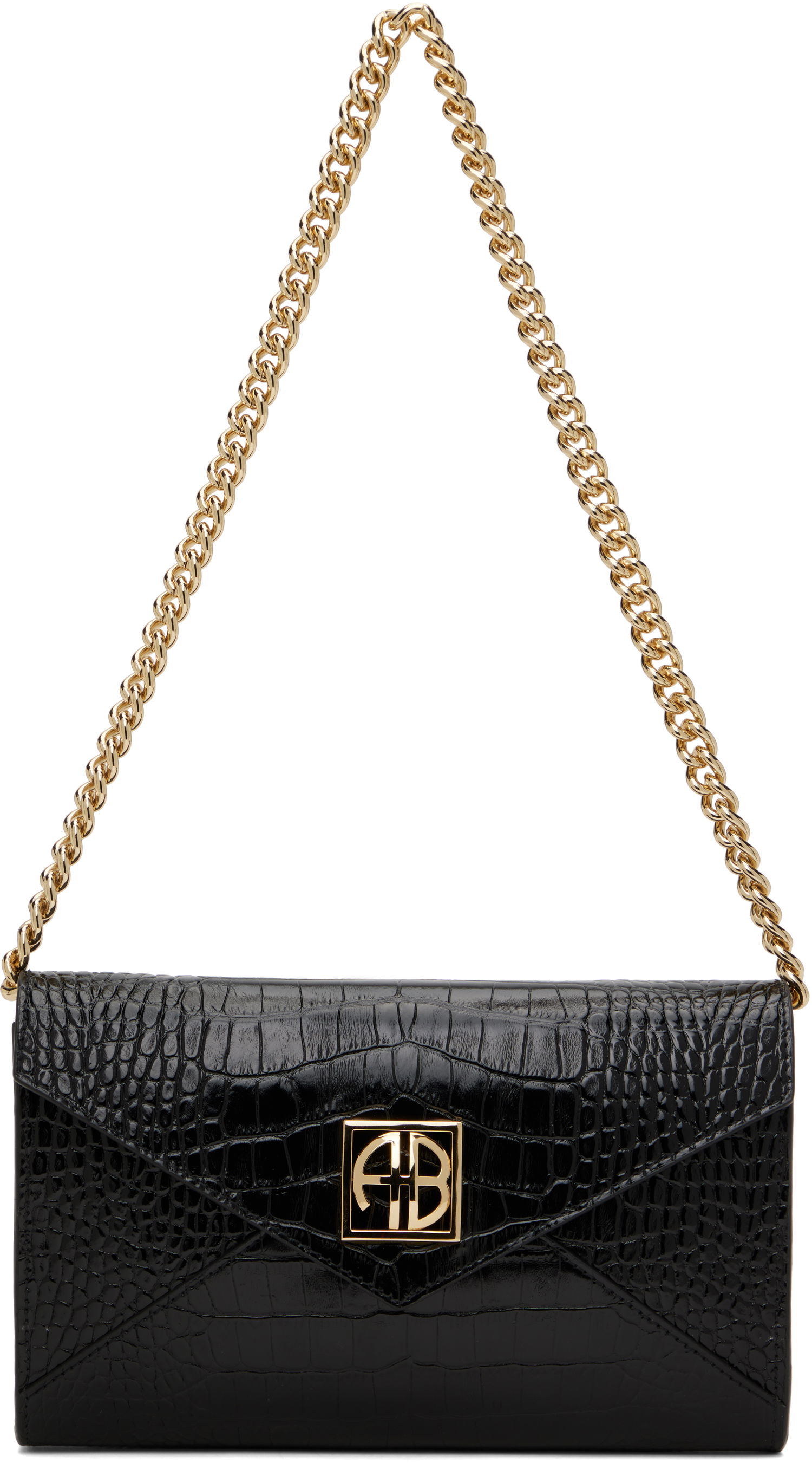 Denarnica Anine Bing ANINE BING Small Elly Croc-Embossed Clutch Bag Črna | A-13-10469-BLK1, 0