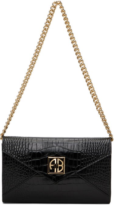 Denarnica Anine Bing ANINE BING Small Elly Croc-Embossed Clutch Bag Črna | A-13-10469-BLK1, 0