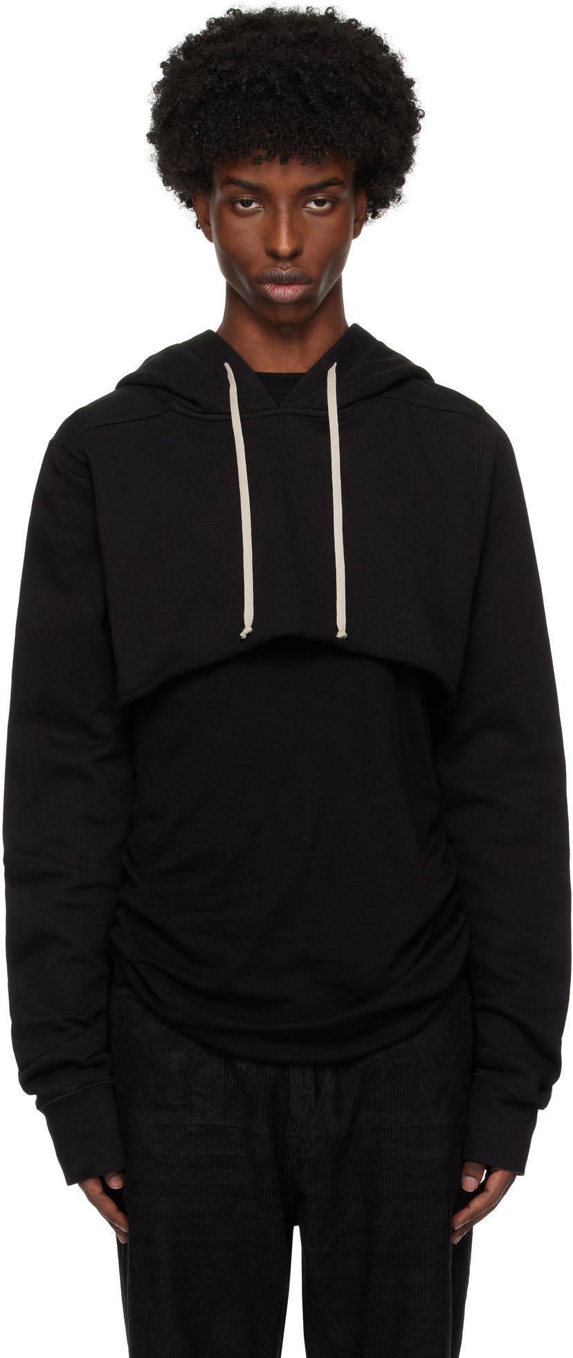 Pulover Rick Owens Porterville Cropped Hoodie Črna | DU02D2257 FP