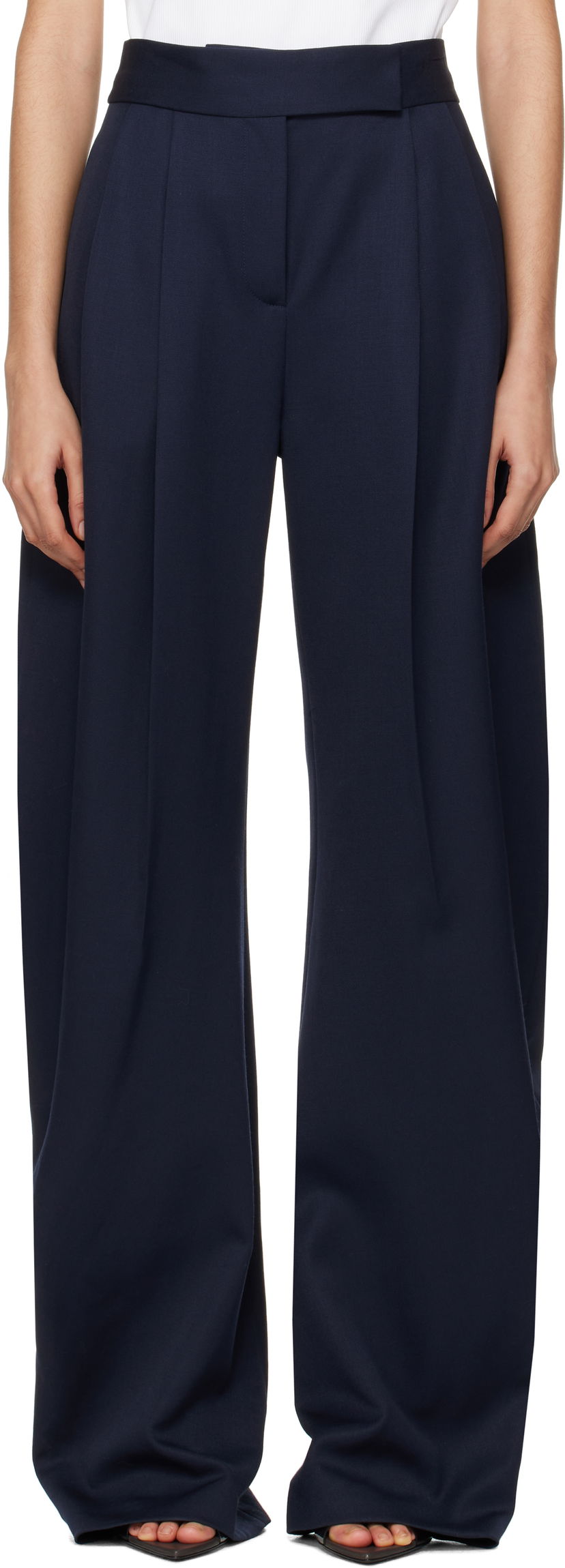 Hlače The Attico Attico Long Pleated Trousers Mornarica | 250WCP00102 WWW046AA