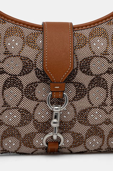 Torba za čez ramo Coach Brown Signature Embellished Canvas Shoulder Bag Rjava | CW654, 3