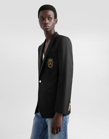 Jakna Dolce & Gabbana Single-breasted Embroidered Patch Jacket Črna | G2LK0ZFU3H1N0000, 3