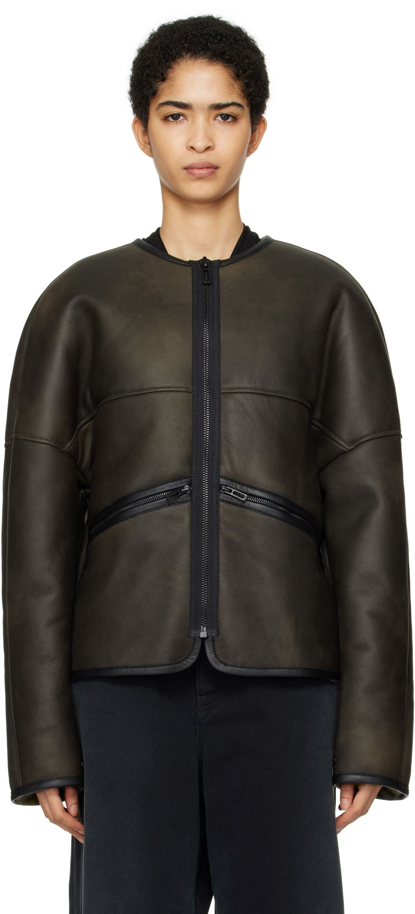 Jakna 032C Shearling Leather Jacket Zelena | F24-URL-1921-050-W