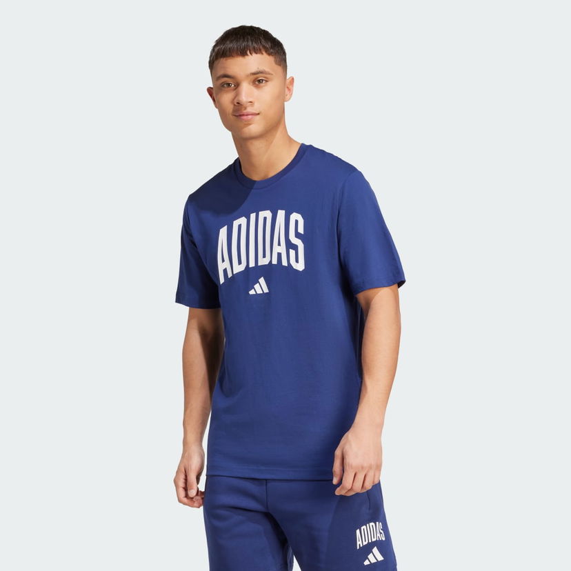 Majica adidas Performance Collegiate Lineage Graphic Tee Modra | JM6417
