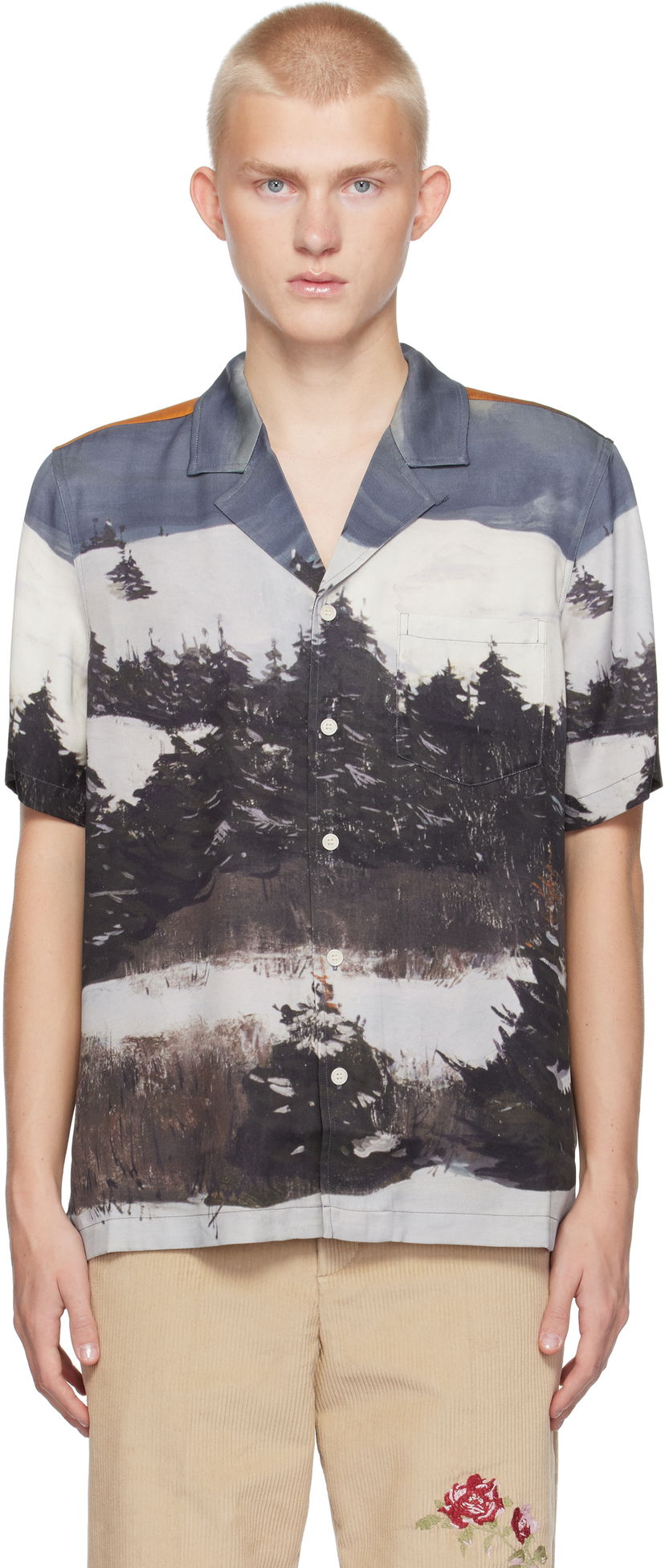 Srajce Soulland Orson Printed Shirt Modra | 42045-1286