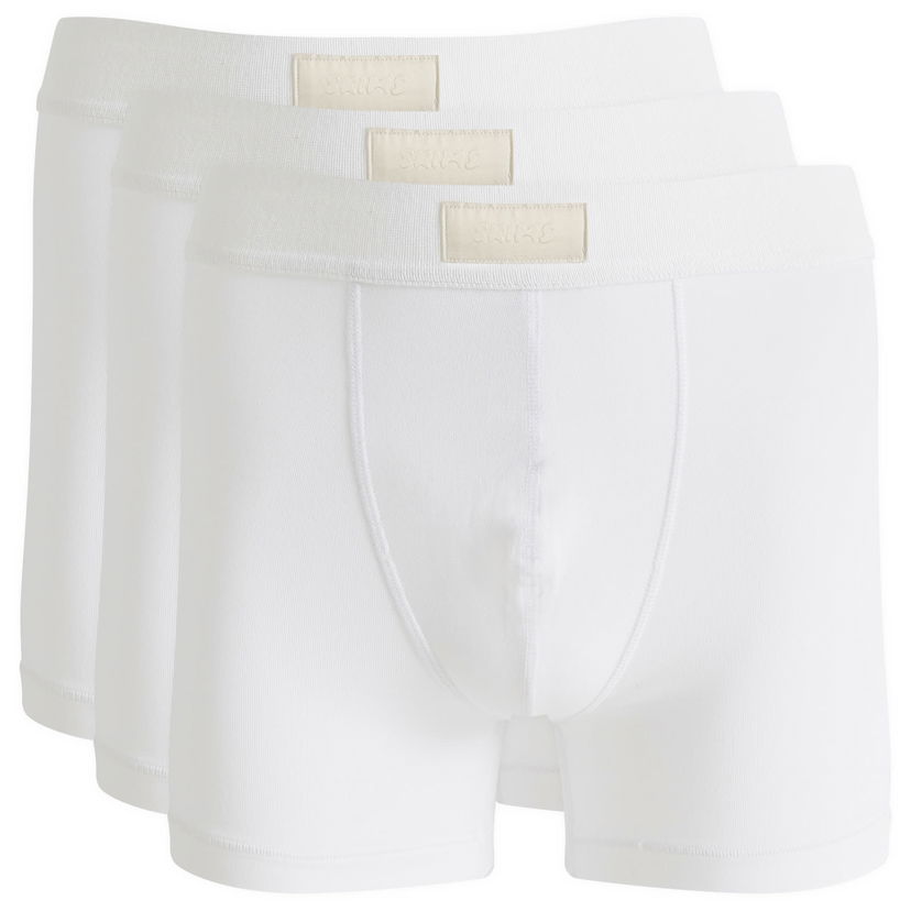 Boksarice SKIMS SKIMS Men's 3" Cotton Boxer Briefs - 3-Pack Bela | BO-BBR-5634M-CH