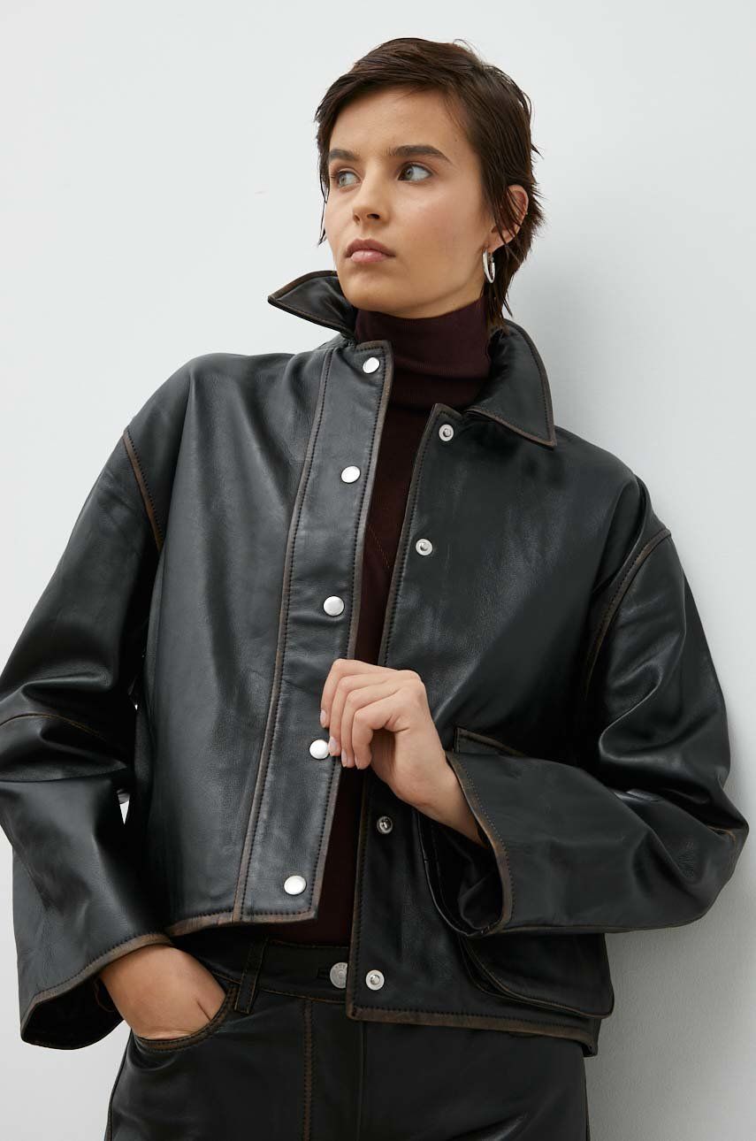Jakna Samsoe Samsoe Lyla Leather Jacket Črna | F22400117, 0