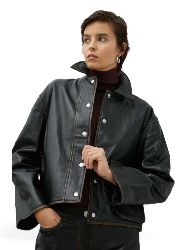 Jakna Samsoe Samsoe Lyla Leather Jacket Črna | F22400117