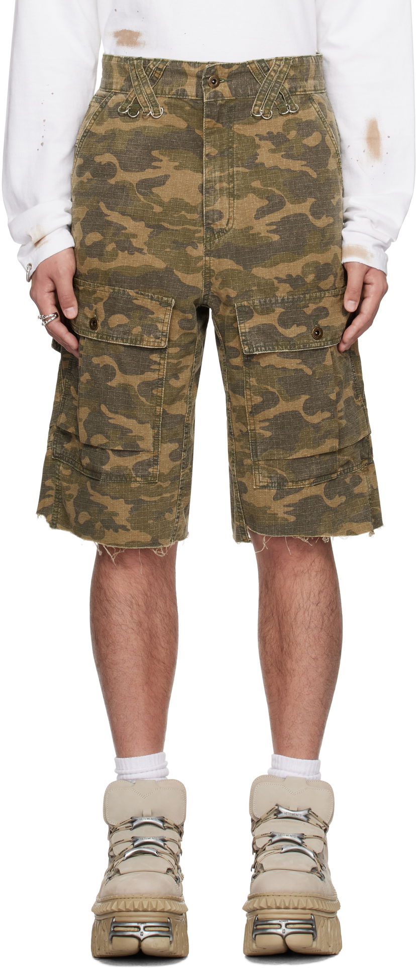 Kratke hlače We11done We11done Camo Vintage Shorts Zelena | WD-PT0-25-230-M-MX