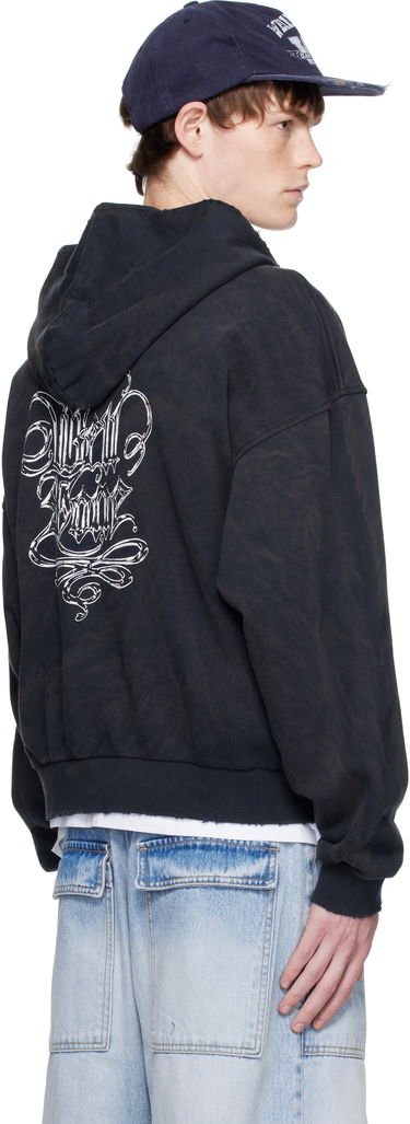 Pulover We11done We11done Gothic Logo Zip-Up Hoodie Črna | WD-TJ2-25-845-U-NV, 2