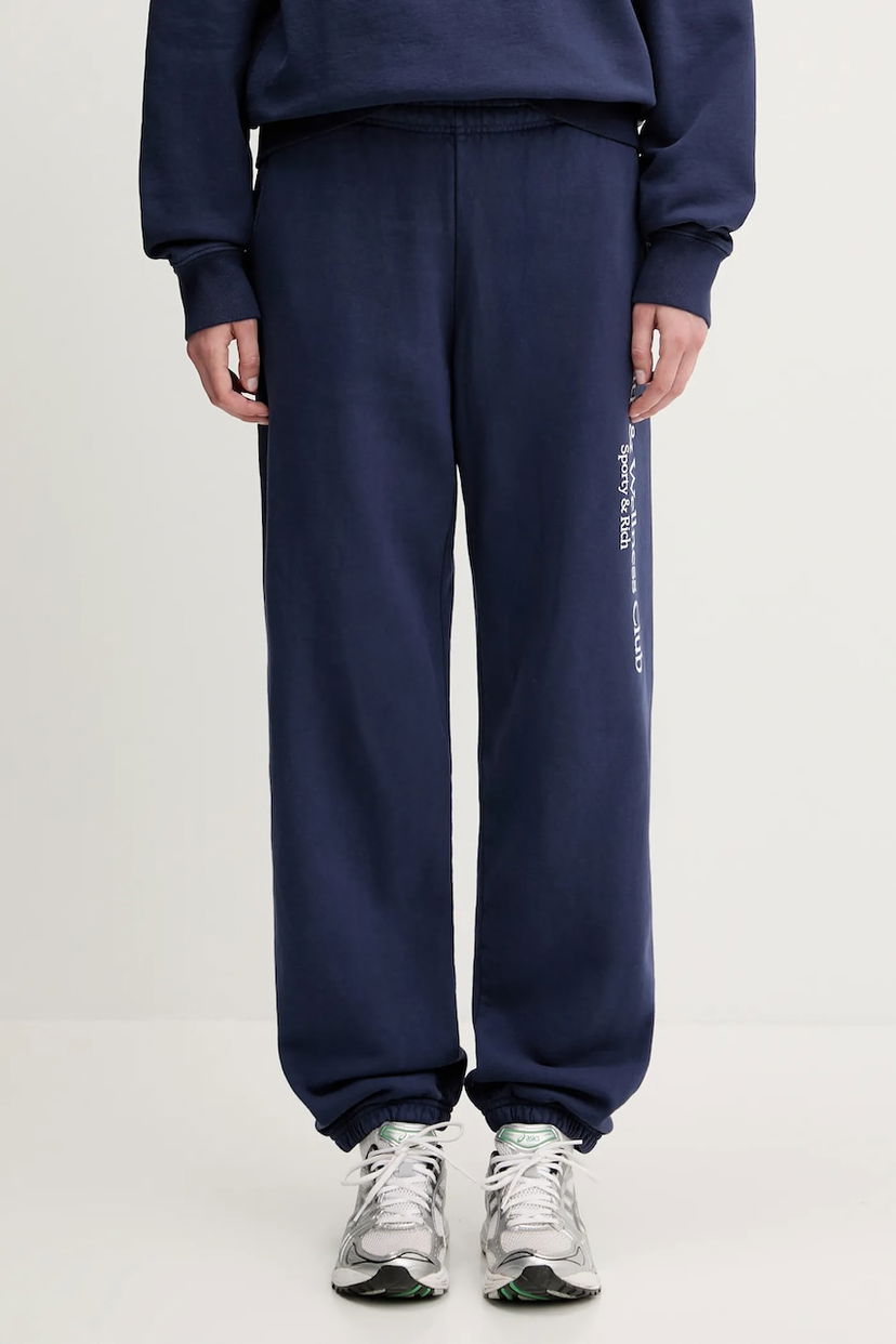 Trenirka Sporty & Rich Sporty & Rich H&W Crest Printed Sweatpants Mornarica | PA036612241BL106