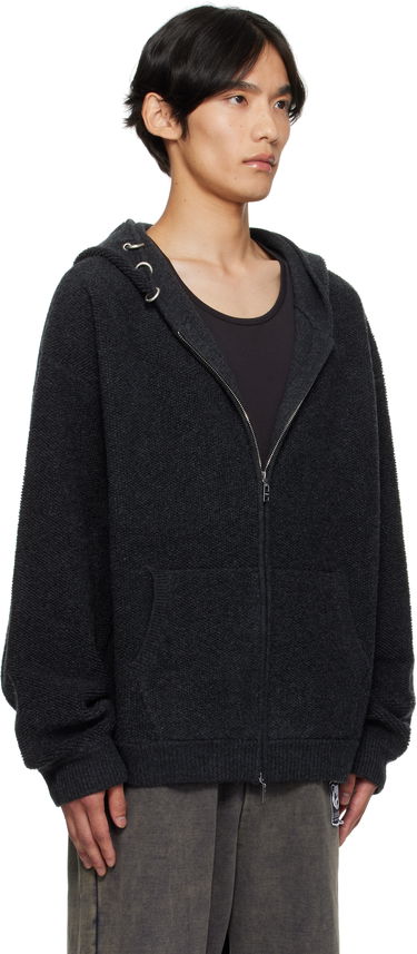 Pulover We11done We11done Bouclé Zip-Up Hoodie Siva | WD-KJ2-25-642-M-CH, 1