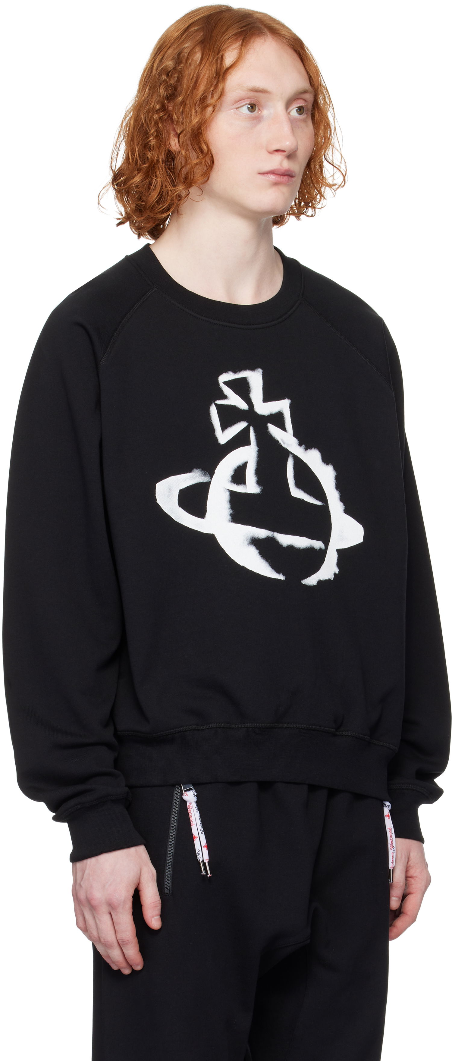 Pleteni pulover Vivienne Westwood Vivienne Westwood Stencil Orb Raglan Sweatshirt Črna | 3I01000Z-J006O-, 1