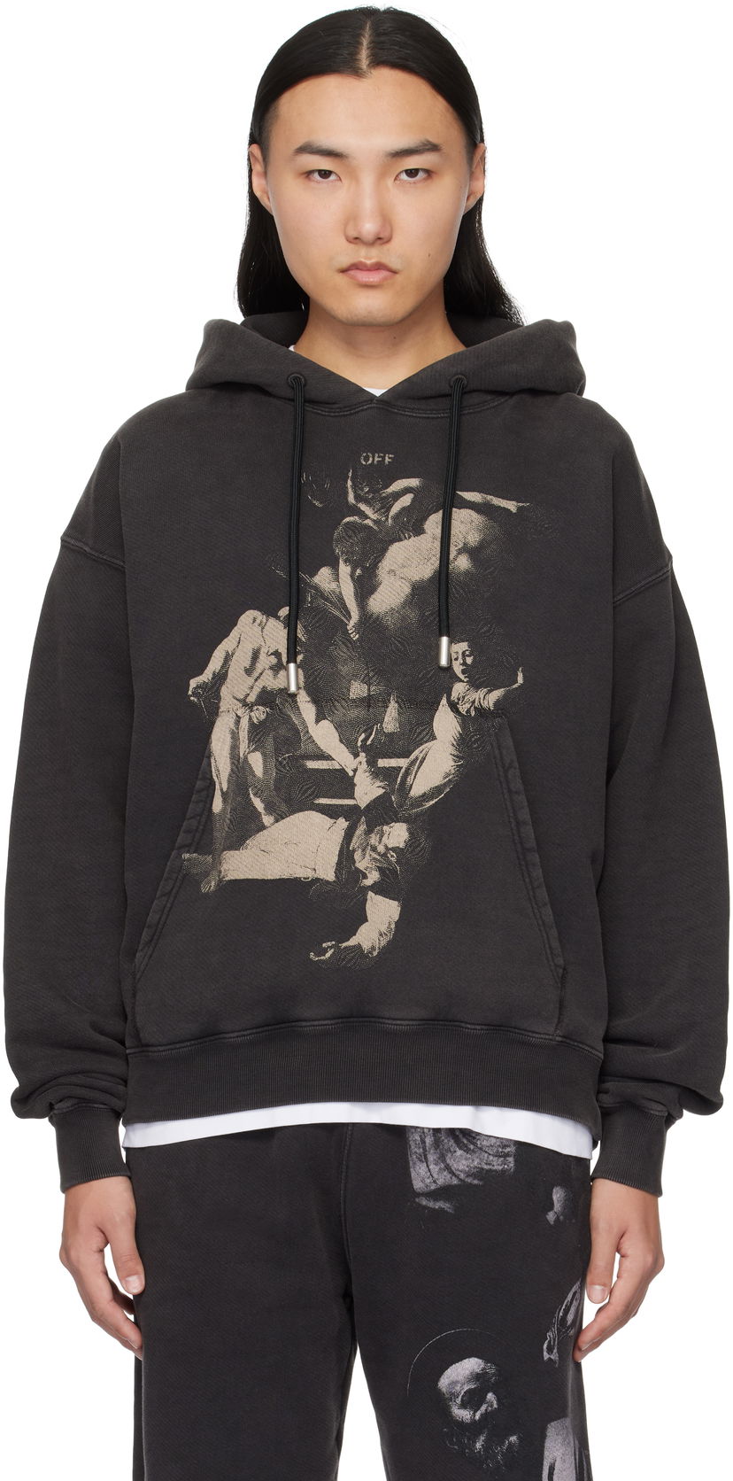 Pulover Off-White Martyrdom Graphic Print Hoodie Črna | OMBB085S25FLE00O1361