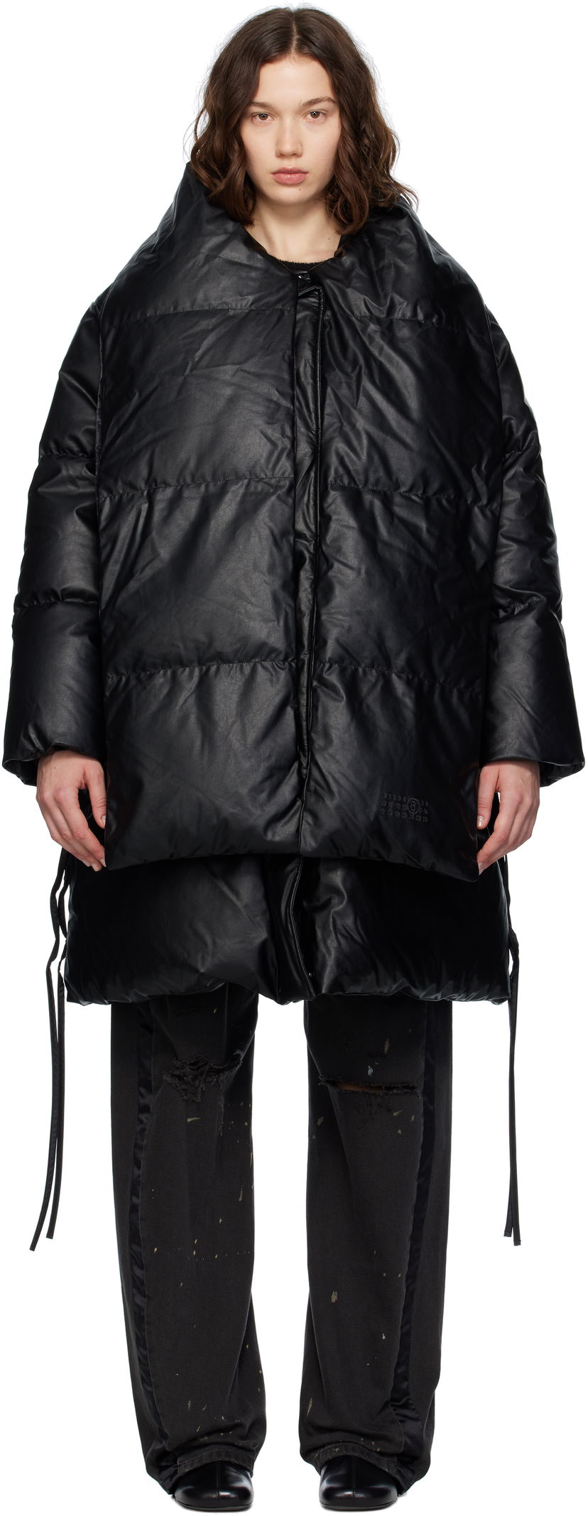 Puhovka Maison Margiela MM6 Maison Margiela Faux-Leather Puffer Jacket Črna | S52AA0193 S53057